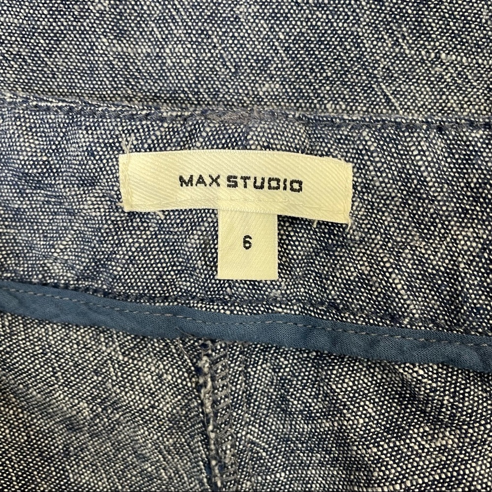 Max Studio Blue Wide Leg Linen Pants - Picture 3 of 9